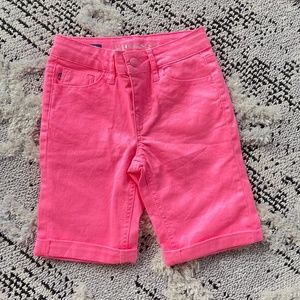 Bright pink jean shorts